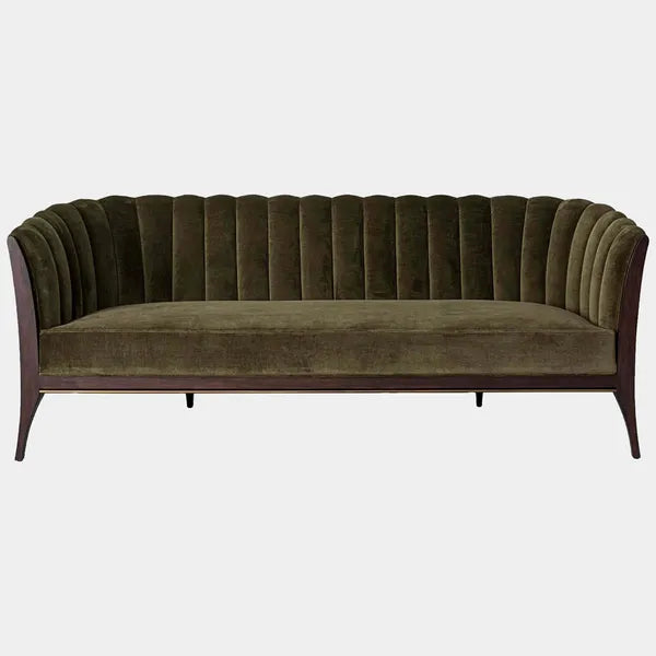 Connor Channel Back Sofa, Moss Velvet