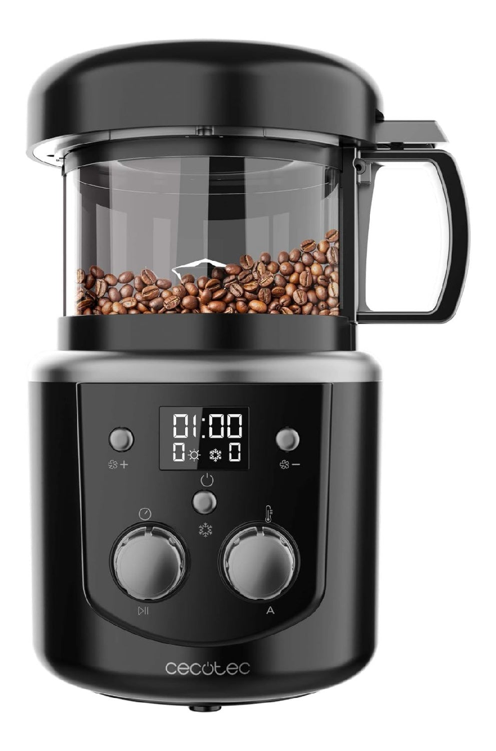 Torrefacteur cafe grains electrique ecran LED cuve transparente