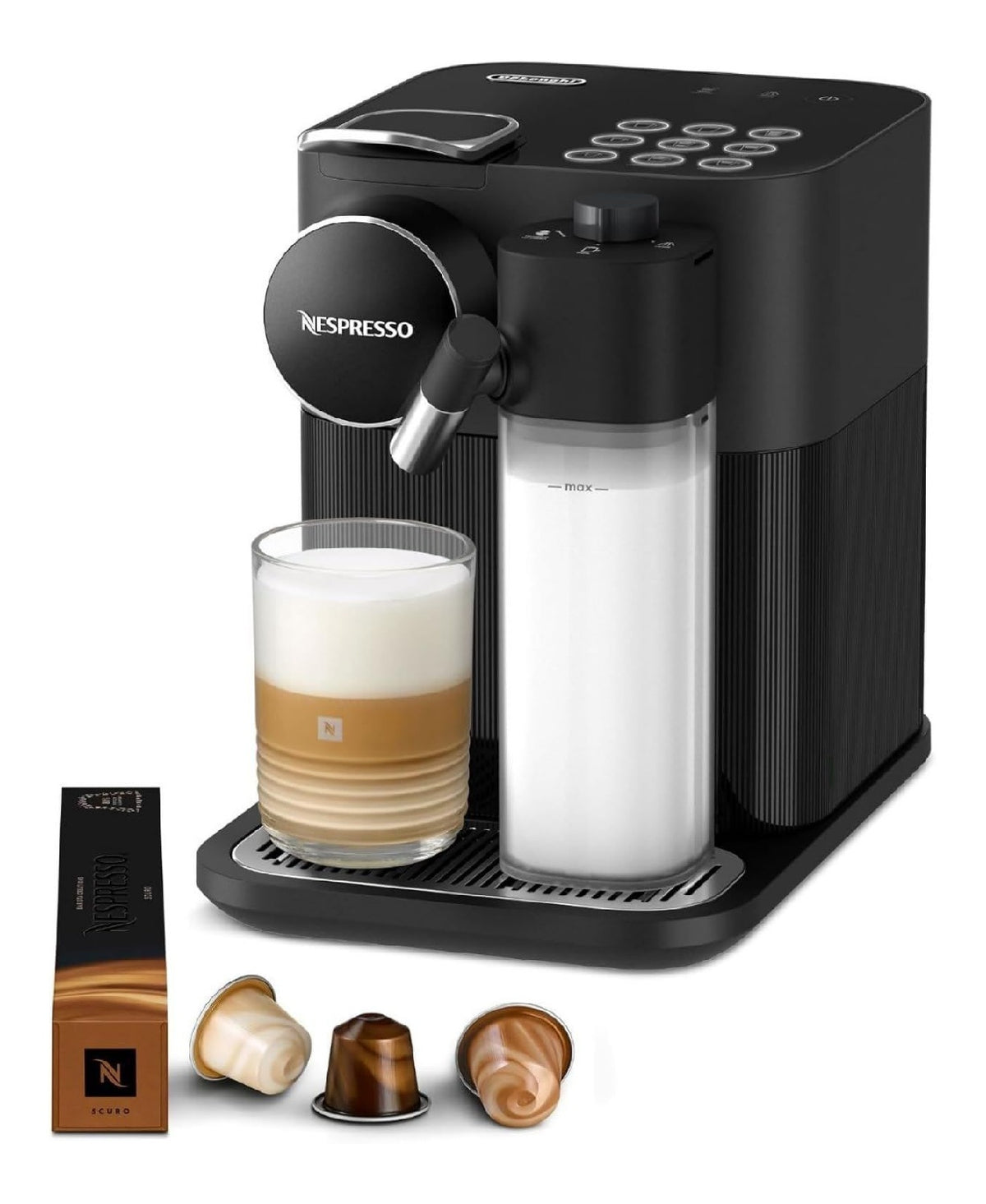 Cafetiere a capsules 19 bars, chauffe 25 secondes, 3 recettes lait en un toucher pour maison