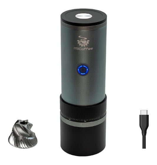 Moulin electrique construction aluminium gris anthracite reglage inferieur USB-C