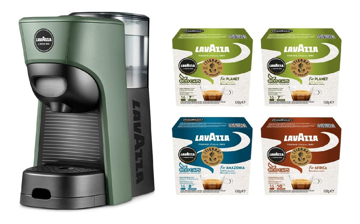 Machine a Capsules Verte Compacte Eco avec 64 Capsules Assorties Incluses