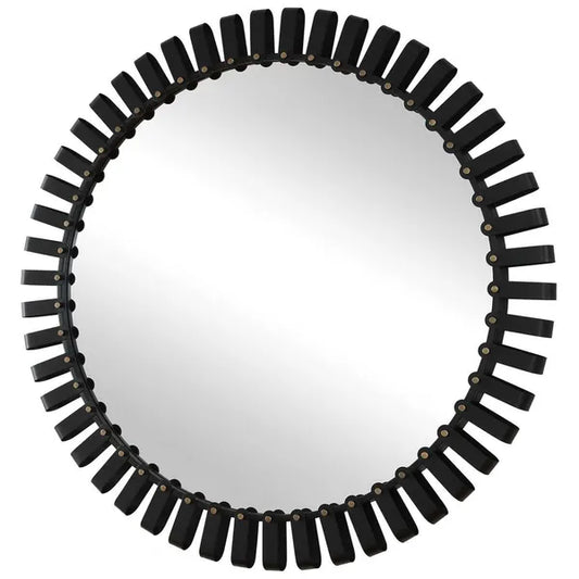 Jael Round Mirror, Satin Black