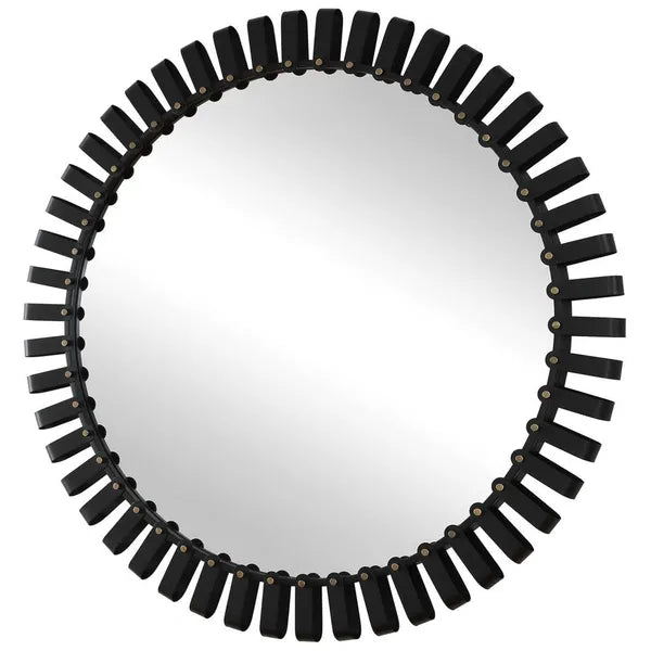 Jael Round Mirror, Satin Black