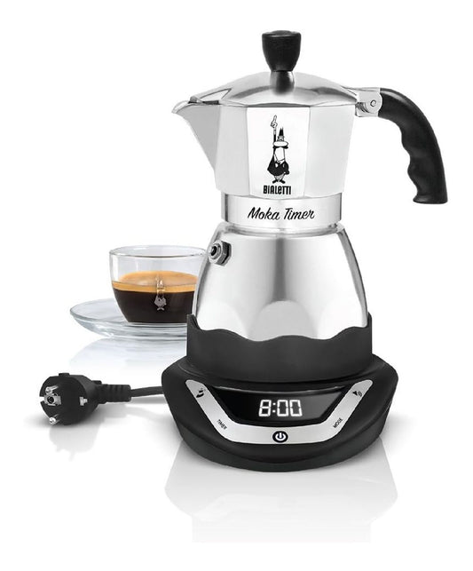Cafetiere italienne electrique minuterie digitale 6 tasses aluminium