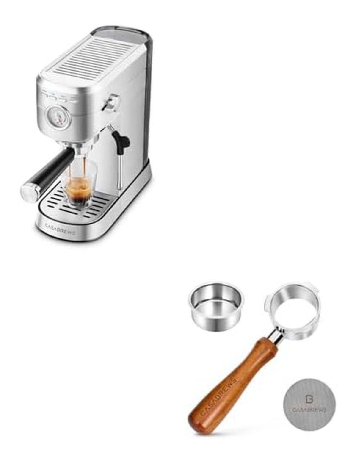 Machine Expresso 20 Bars Inox avec Moulin Grain et Poudre Compacte