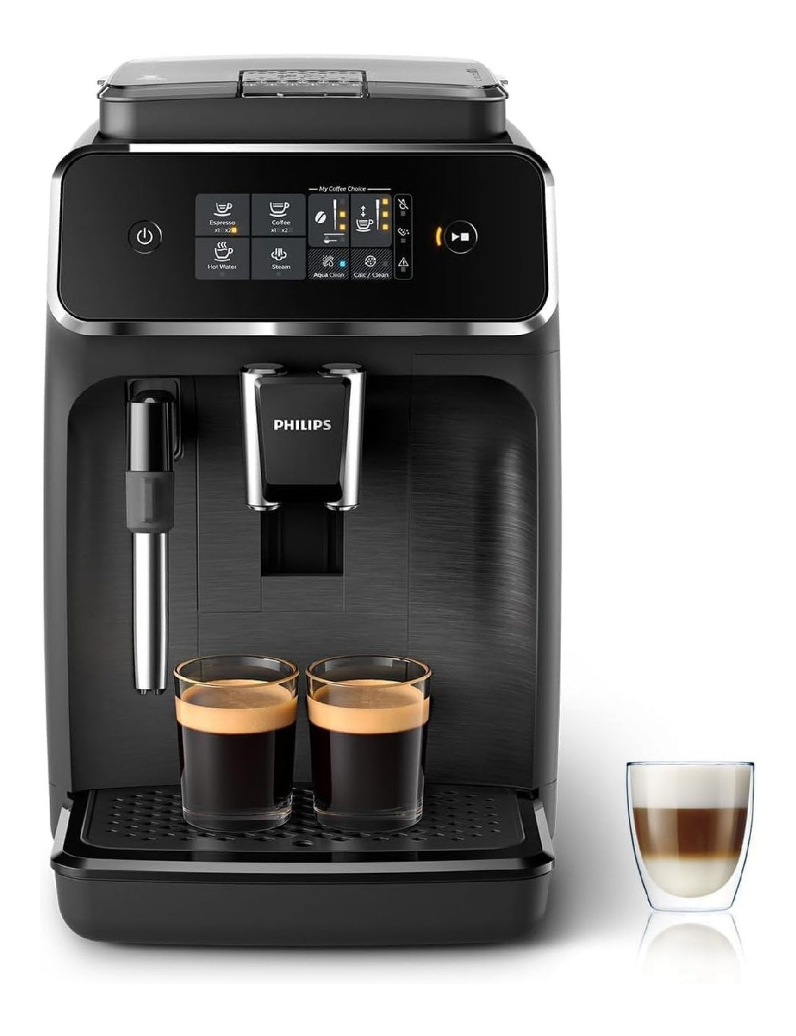 Machine expresso automatique tactile 2 boissons avec broyeur silencieux