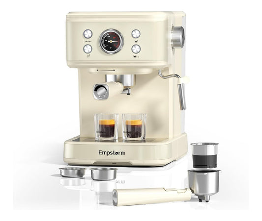 Expresso 20 bar 2-en-1 capsule et poudre thermometre buse vapeur