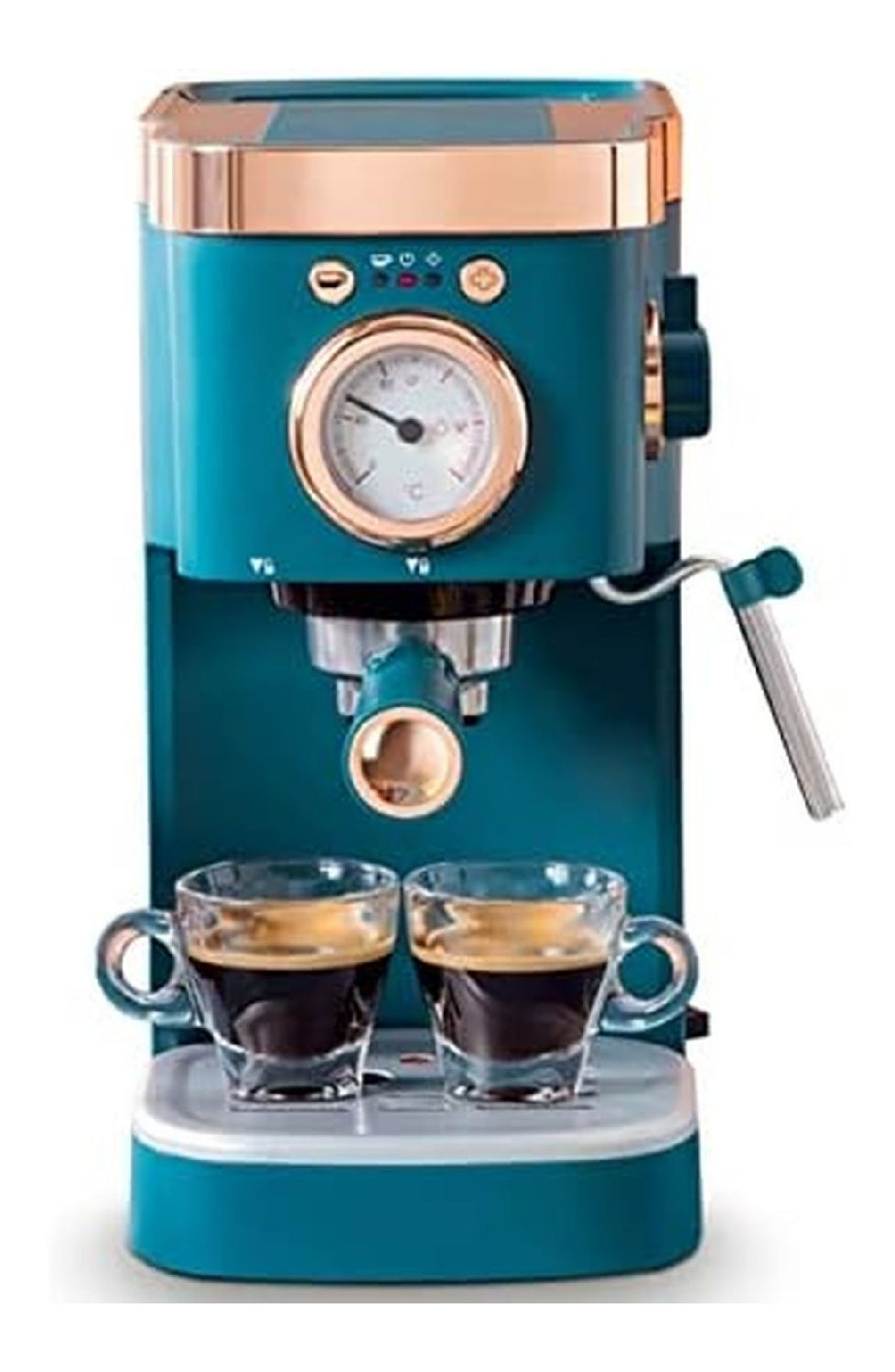Machine Expresso 20 Bars 1050W 1.2L Corps Acier Buse Vapeur Retro Compacte
