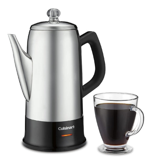 Percolateur Classique 12 Tasses Inox Design Retro Poignee Ergonomique
