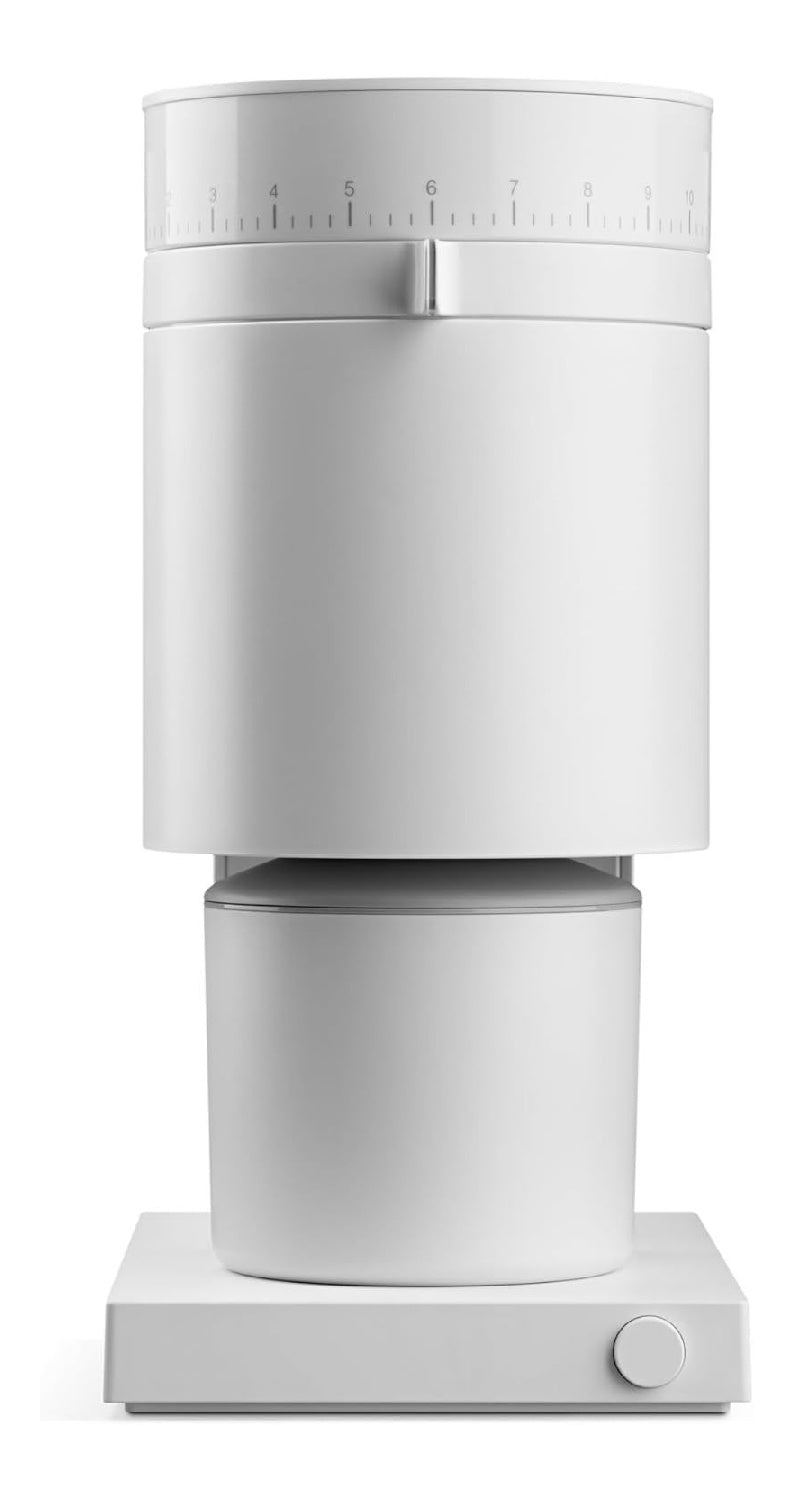 Moulin electrique Opus meule conique blanc mat design nordique reglage 2-10