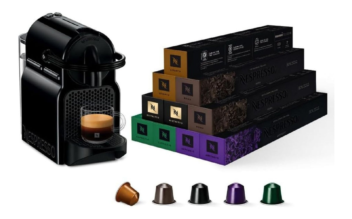 Machine a cafe capsules compacte avec assortiment 100 capsules pour expresso