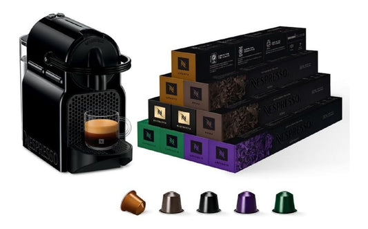 Machine a cafe capsules compacte avec assortiment 100 capsules pour expresso