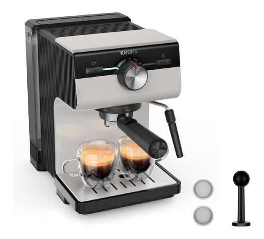 Machine Expresso Compacte 15 Bars Gris avec Buse Vapeur