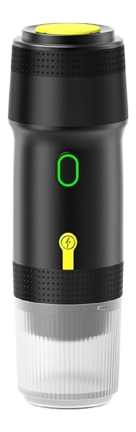 Cafetiere Expresso Portable Rechargeable Noir et Jaune pour Voiture Bureau
