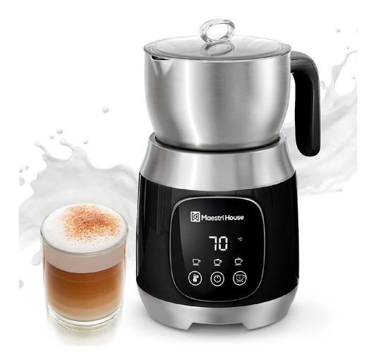 Mousseur lait 12 en 1 controle temperature LED 600 ml inox noir