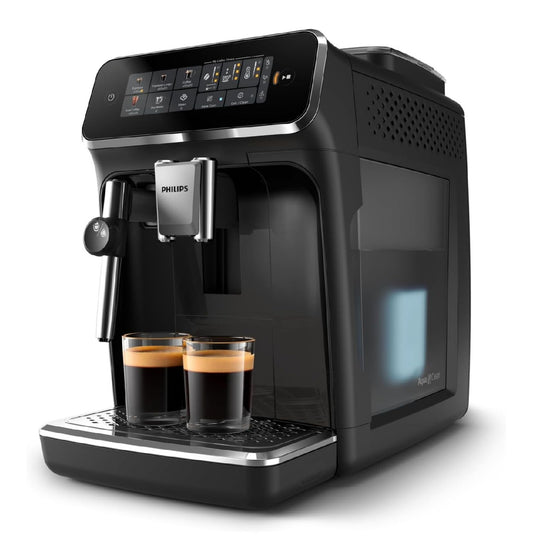 Robot expresso broyeur ceramique 12 niveaux, 5 boissons, mousse lait silencieuse, noir mat