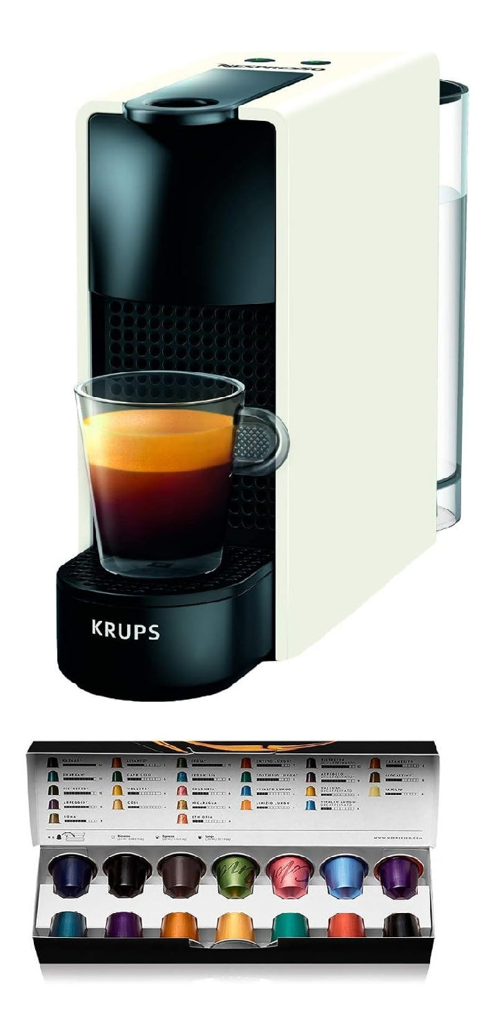 Machine capsules mini 0.6L blanche boutons simples design compact