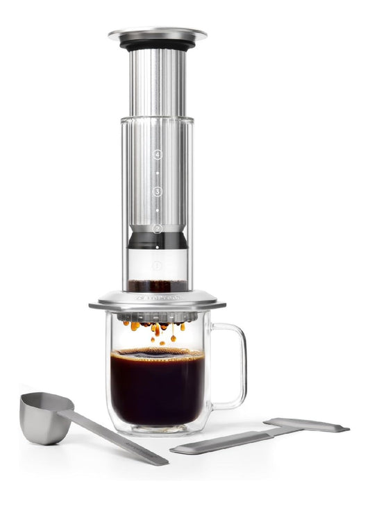 Cafetiere piston premium verre acier extraction immersion pression portable
