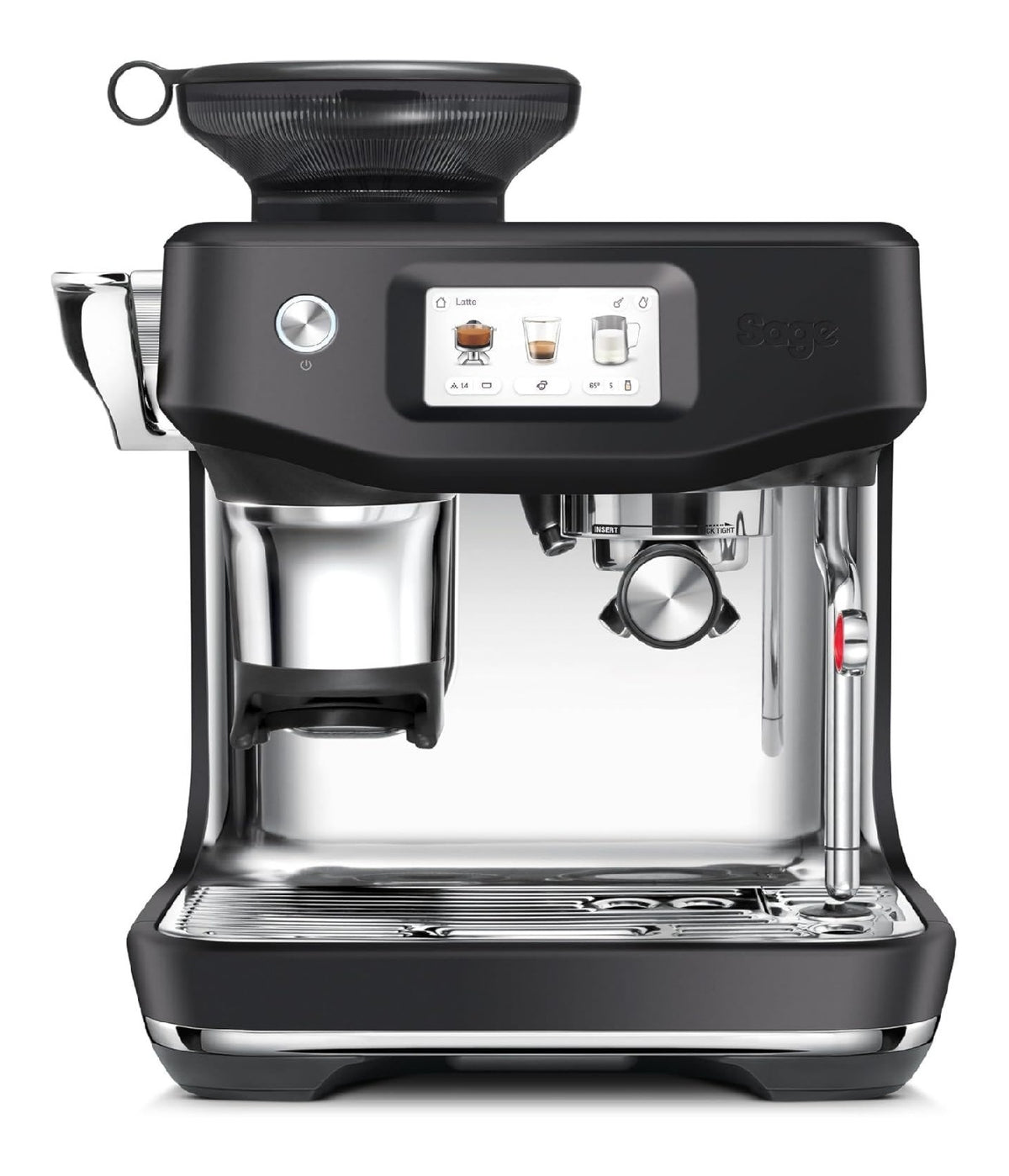 Machine espresso tactile a tassage guide, cold brew, ecran couleur, design truffe noire, pro