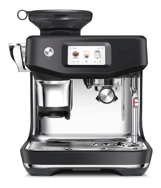 Machine espresso tactile a tassage guide, cold brew, ecran couleur, design truffe noire, pro