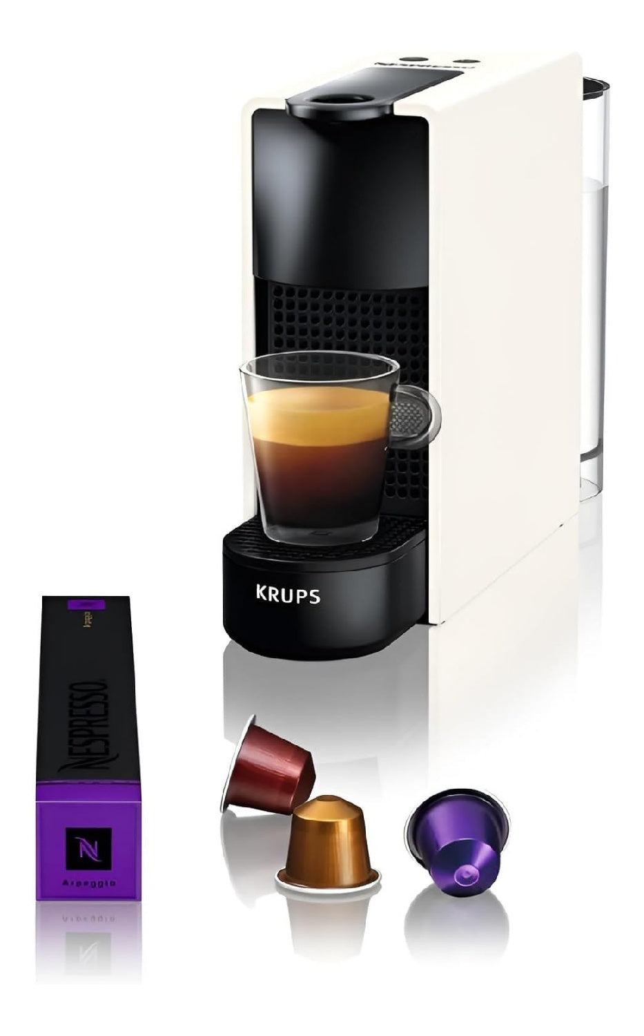 Machine capsules blanche 19 bars design epure 2 boutons expresso lungo