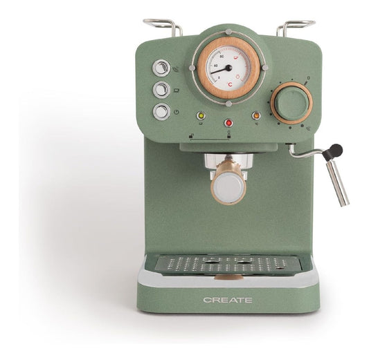 Machine Expresso Semi-Automatique Vert Sauge Retros avec Boitier Thermometre