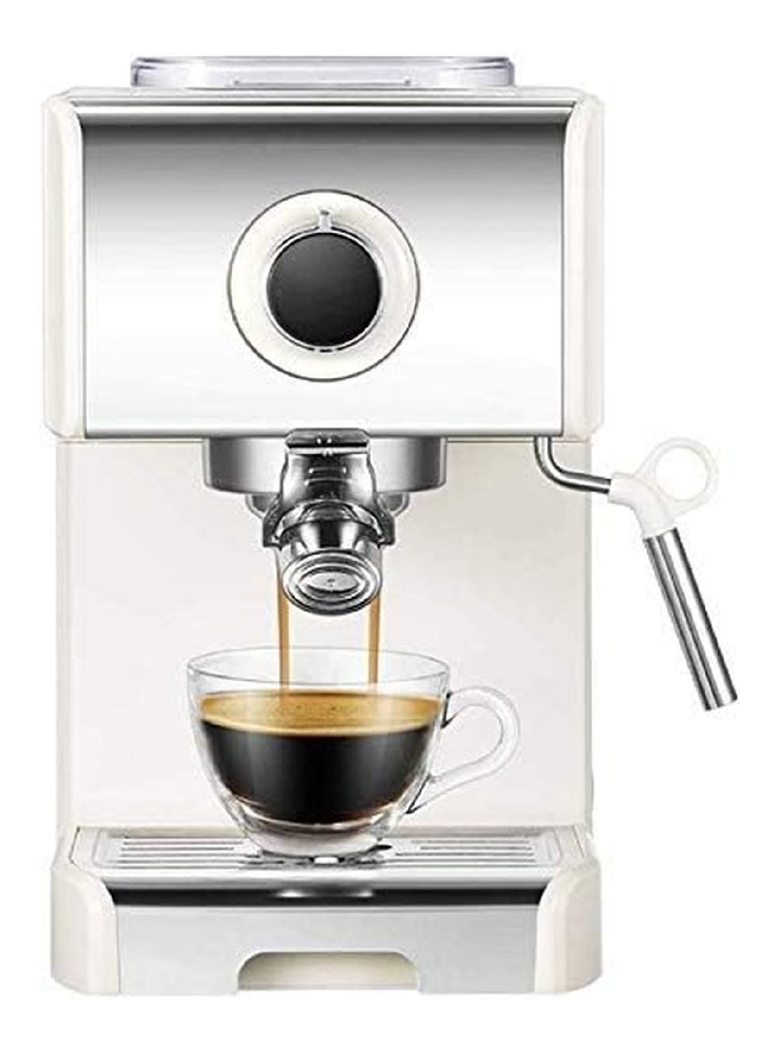 Machine Expresso 20 Bars 1250W 1.2L Buse Vapeur Design Retro Blanc Beige Inox