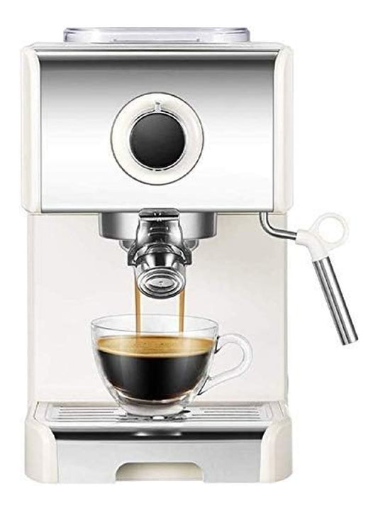 Machine Expresso 20 Bars 1250W 1.2L Buse Vapeur Design Retro Blanc Beige Inox