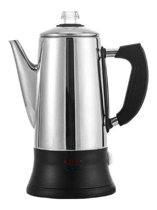 Percolateur Electrique Inox 8 Tasses Poignee Noire Indicateurs Leds Chauffage