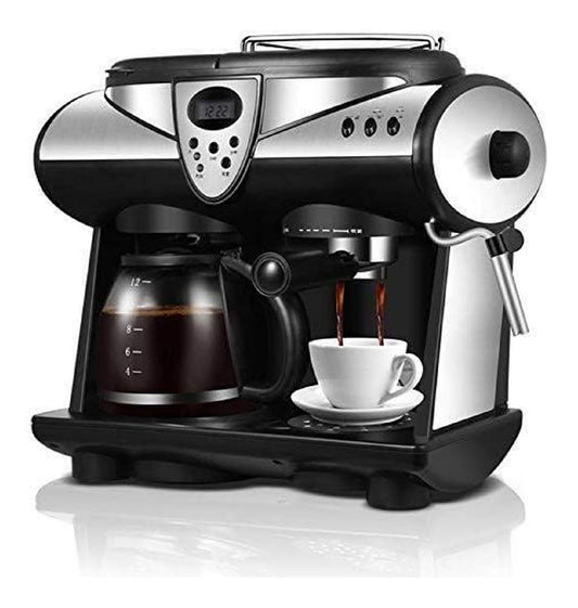 Machine Expresso Intelligente Double Pompe Double Chaudiere Noir et Argent