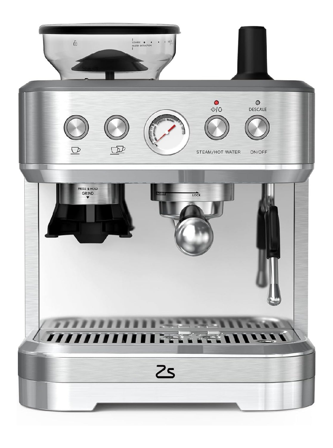 Machine a Cafe Grain 15 Bars 1350W PID 15 Niveaux Mouture 58mm 2.3L Inox