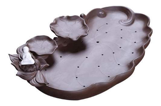Plateau the argile violette zisha lotus sculpture artisanale