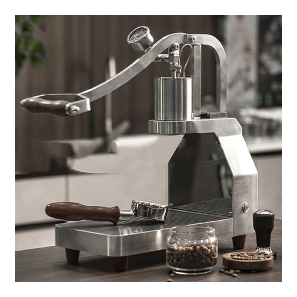 Machine Expresso Manuelle Levier PID 1500W Acier Inox Poignee Bois Pre-Trempage Pro