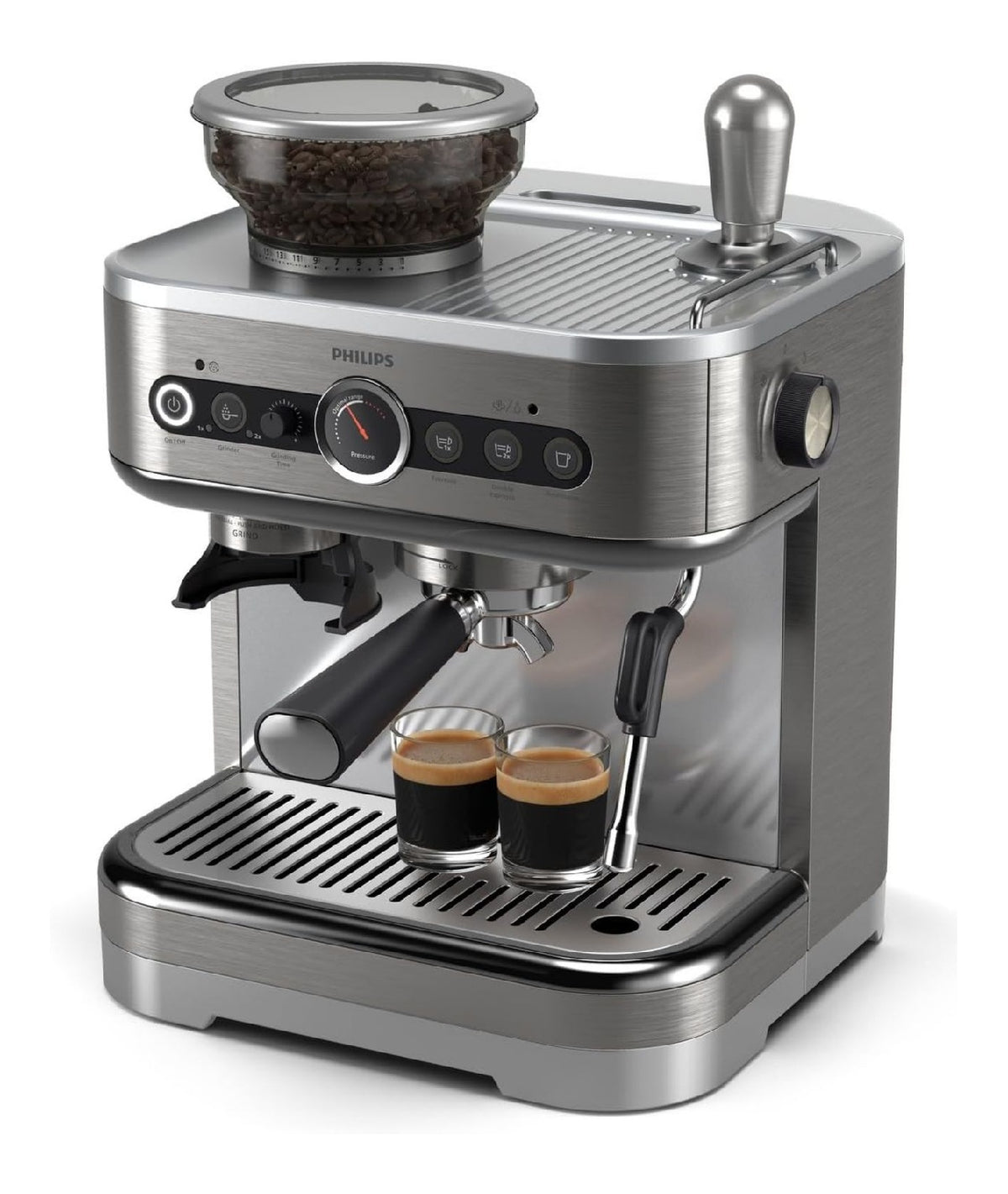 Machine espresso semi-automatique a moulin 250g, portefiltre 58 mm, guidage integration inox