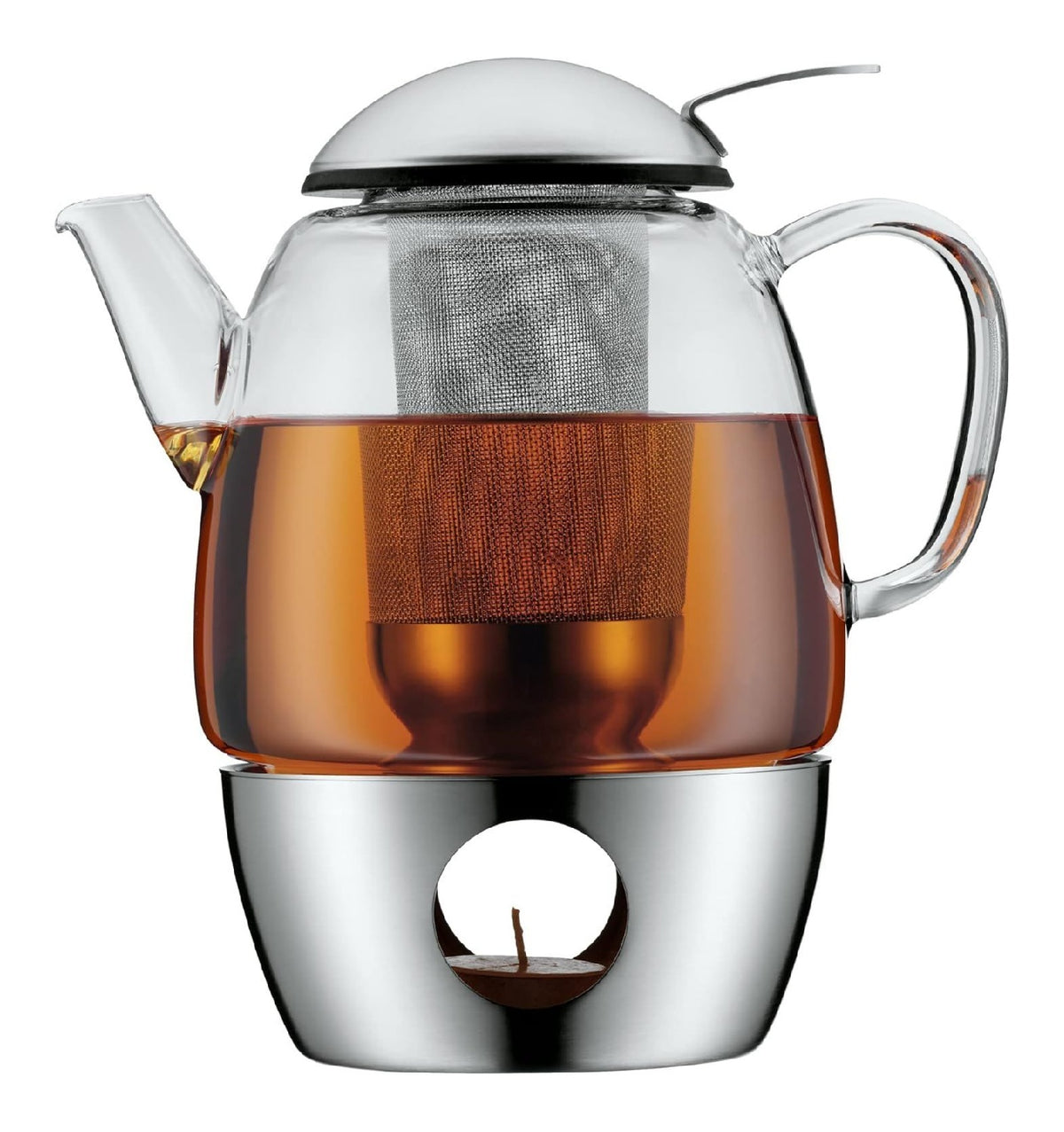 Theiere verre SmarTea infuseur inox rechauffoir bougie 3 pieces