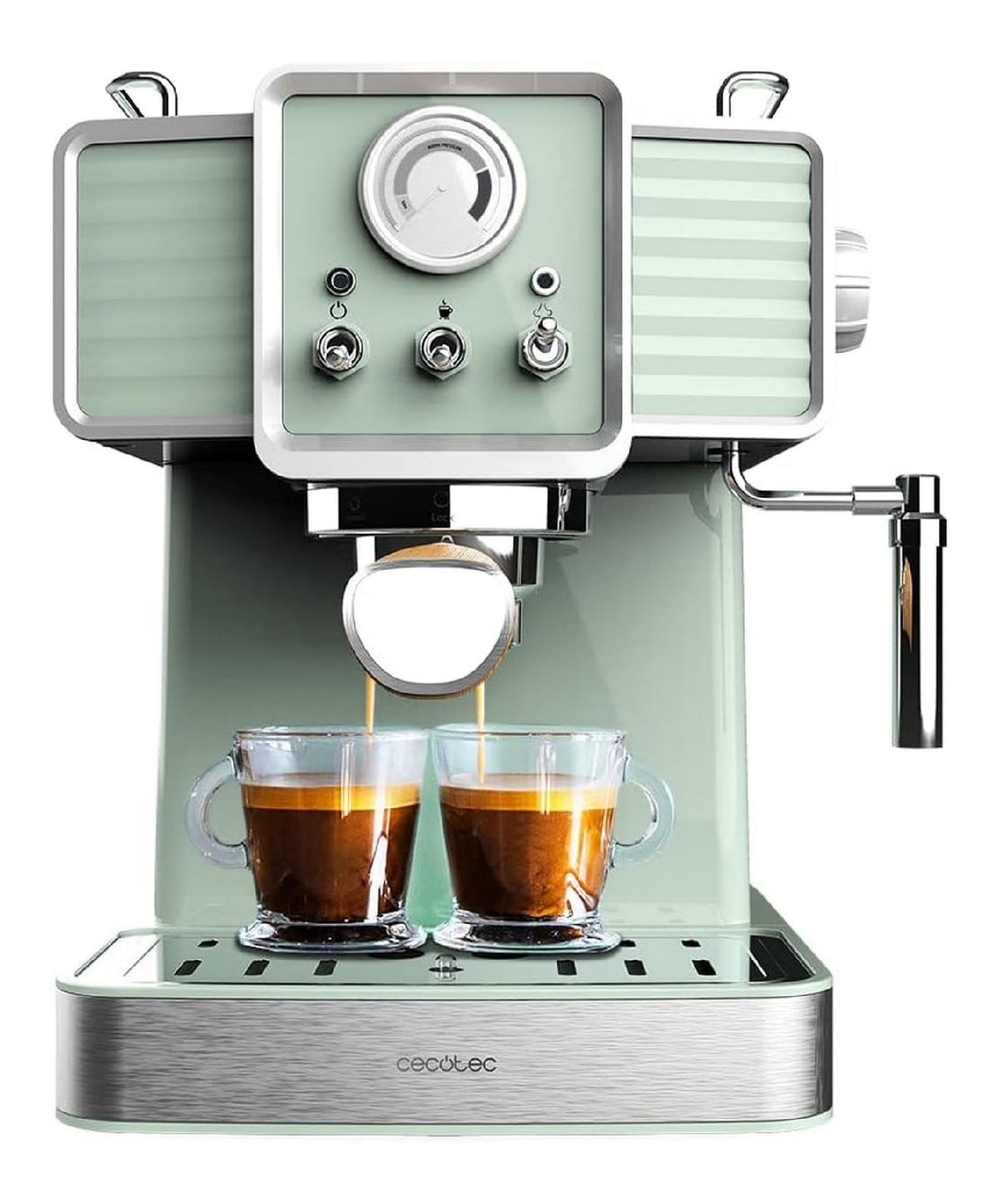 Machine Expresso Vert Sauge Retro 20 Bars avec Thermometre et Buse Vapeur