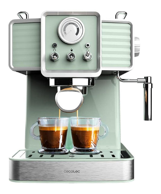 Machine Expresso Vert Sauge Retro 20 Bars avec Thermometre et Buse Vapeur