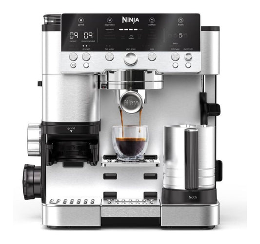 Machine grains barista 3-en-1 broyeur bac lait mousseur auto premium