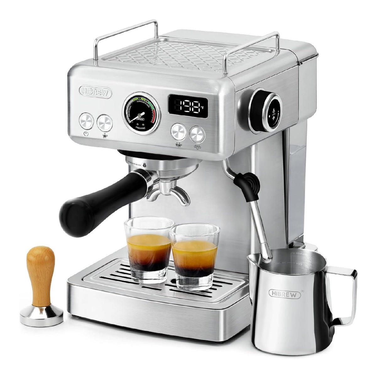 Expresso Pro 58 mm 20 Bars Inox PID Manometre Tamper Bois
