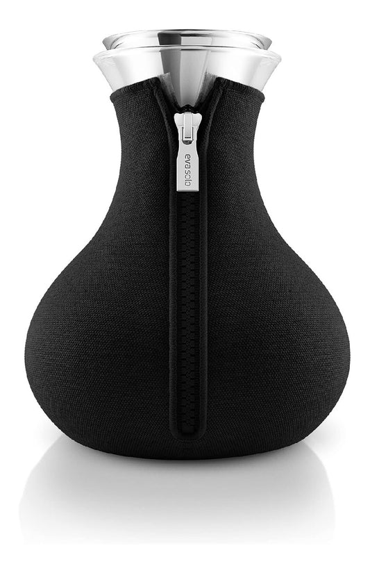 Carafe the verre infuseur housse tissu noir zippee inox