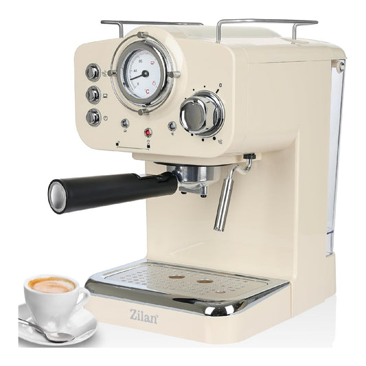 Machine Expresso Retro Creme 15 Bars avec Thermometre et Buse Cappuccino