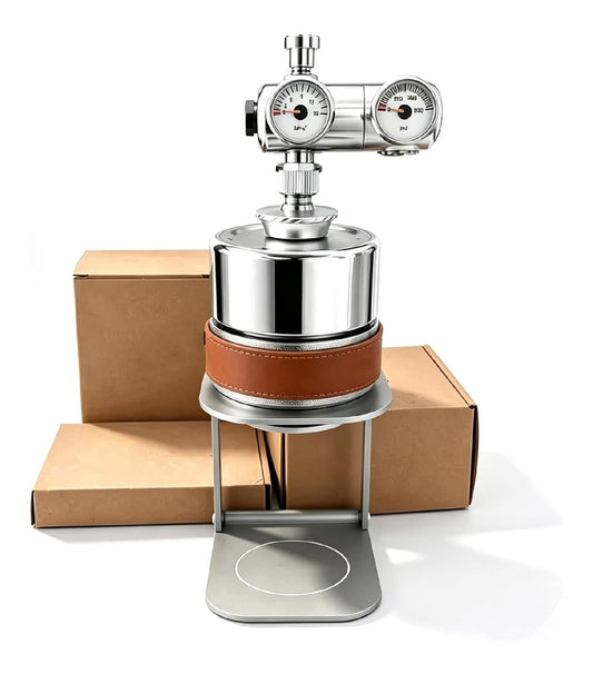 Cafetiere Pneumatique 58mm Double Paroi Inox avec Manometre et Socle Support