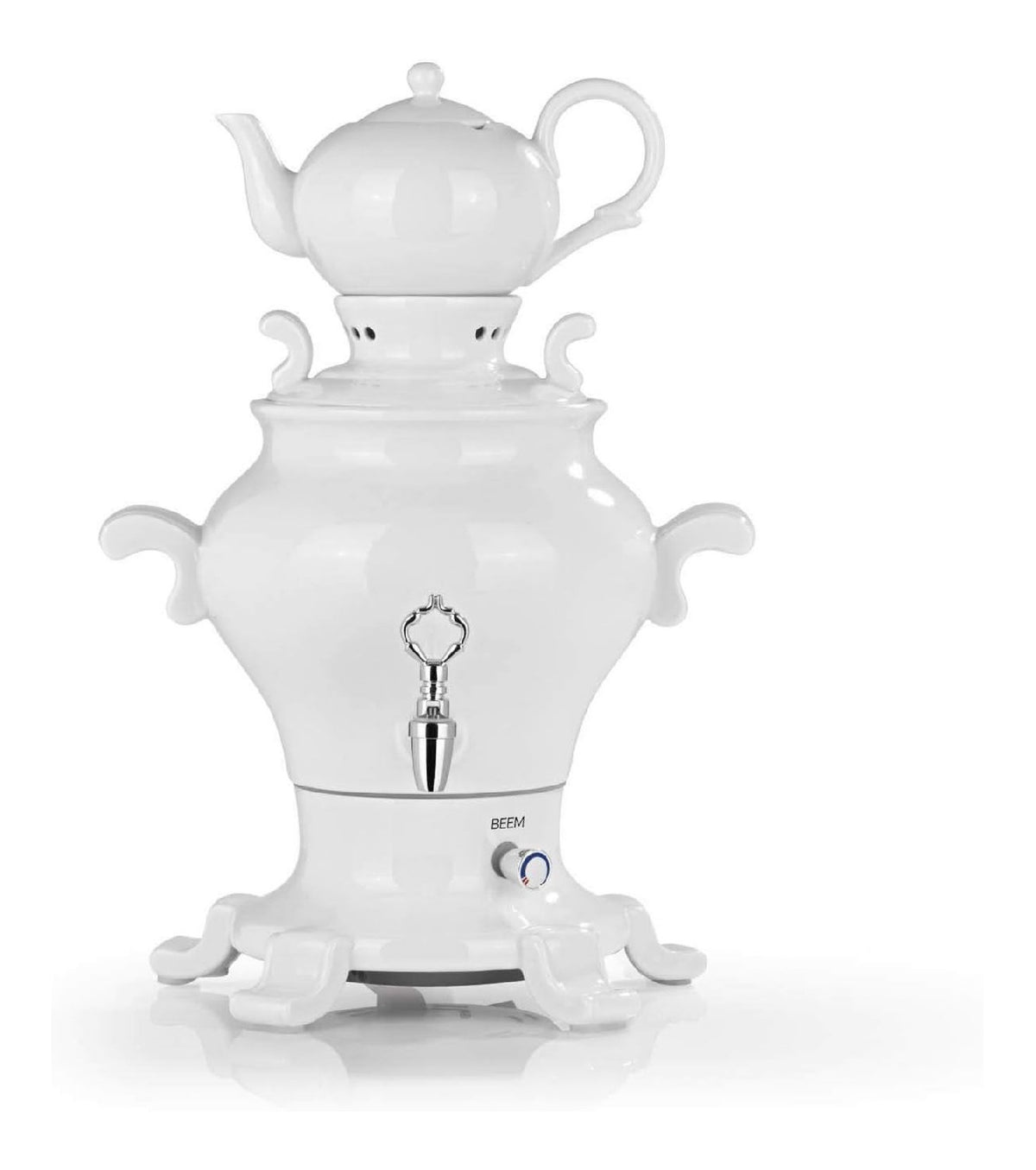 Samovar blanc porcelaine 5 L theiere 1,3 L filtre amovible
