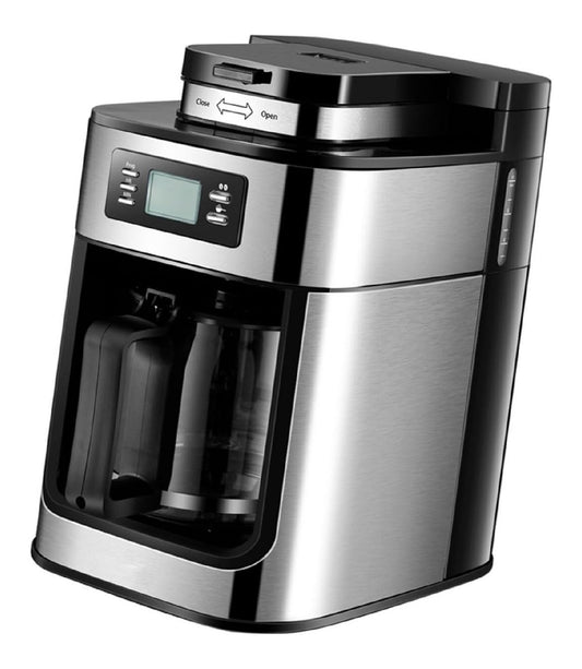 Cafetiere Filtre 1.2L avec Moulin a Grains LED et Programmable 12 Tasses