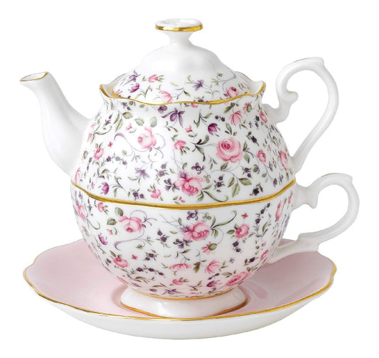 Theiere tasse empilable porcelaine roses vintage bordure or collection