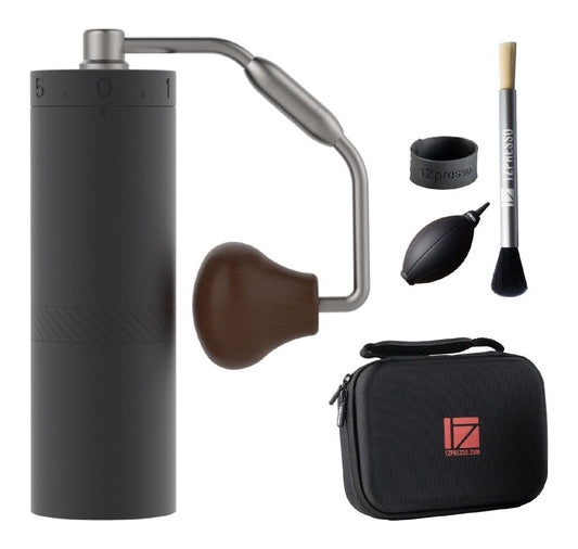 Moulin manuel portable slim meule conique aluminium gris accessoires voyage