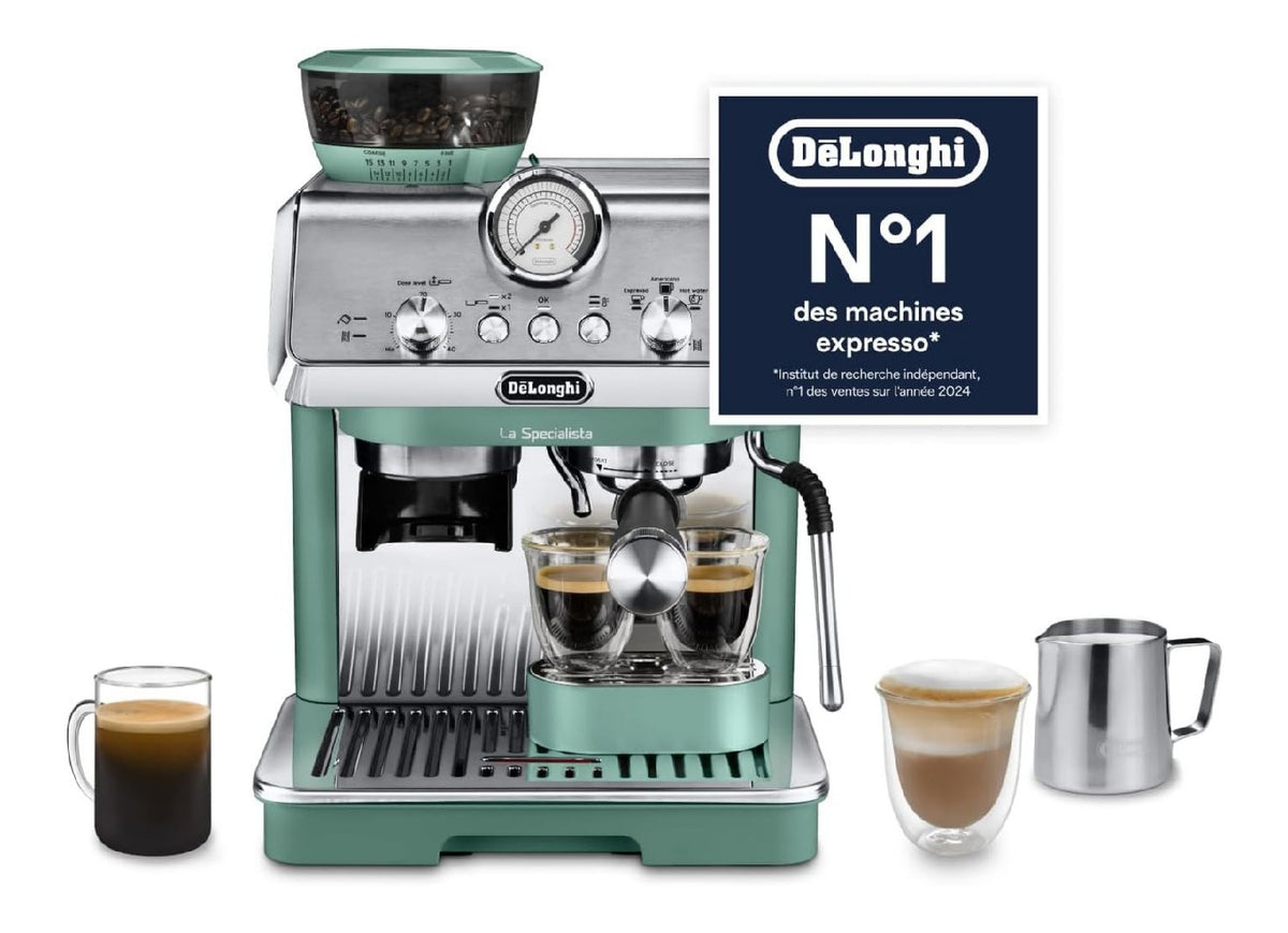 Machine Expresso Broyeur Inox Vert Sauge 15 Bars Pro