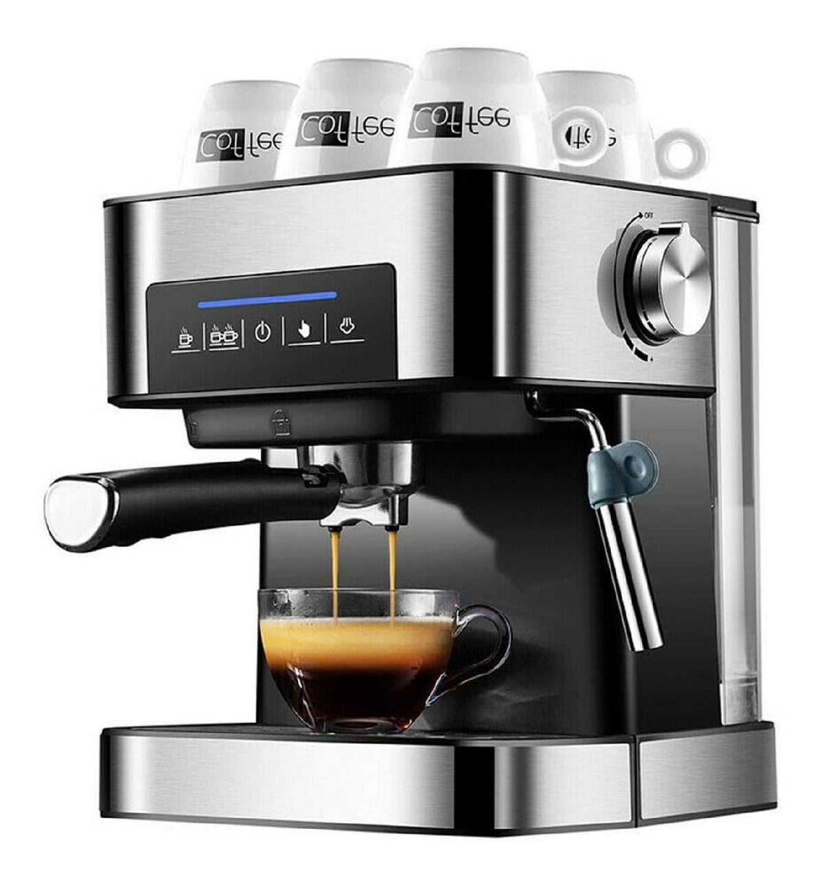 Machine Expresso Professionnelle 850W 20 Bars Inox Buse Vapeur 4 Tasses Espresso