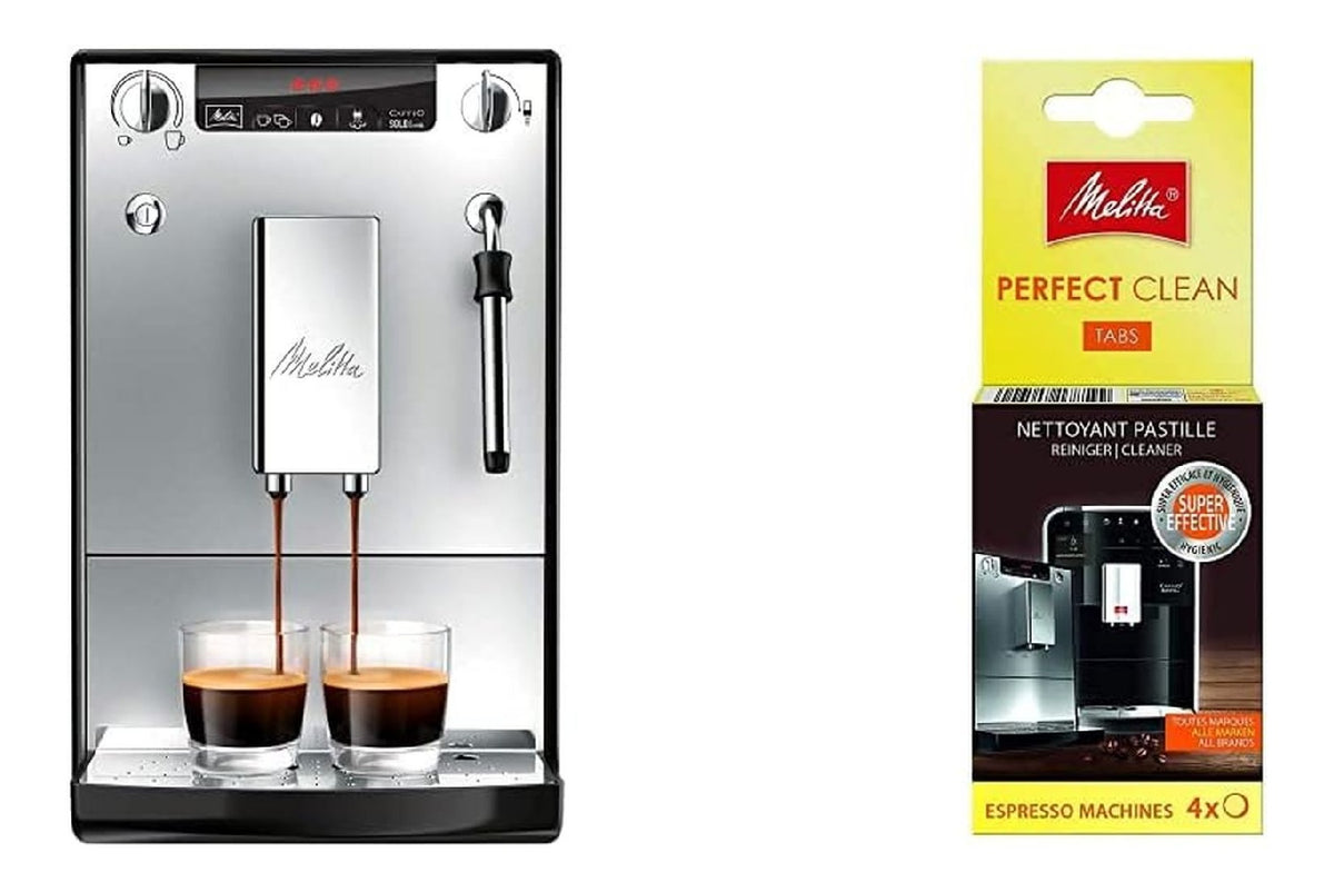 Machine Expresso Cafe en Grain Compacte Inox Buse Vapeur et Nettoyant Inclus