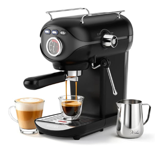 Machine Expresso Compacte 20 Bars Controle PID Acier Inoxydable Mousseur Lait Noire